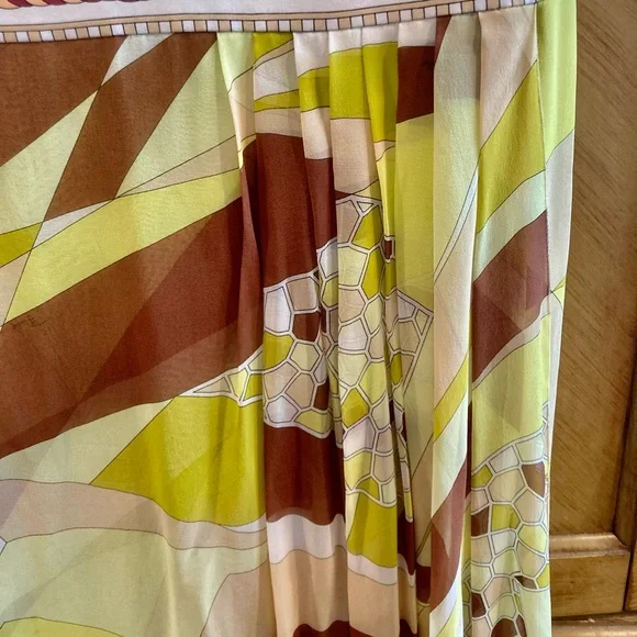 EMILIO PUCCI 1990's Geometric Print Silk Jersey Chiffon Maxi Dress - Picture 10 of 16